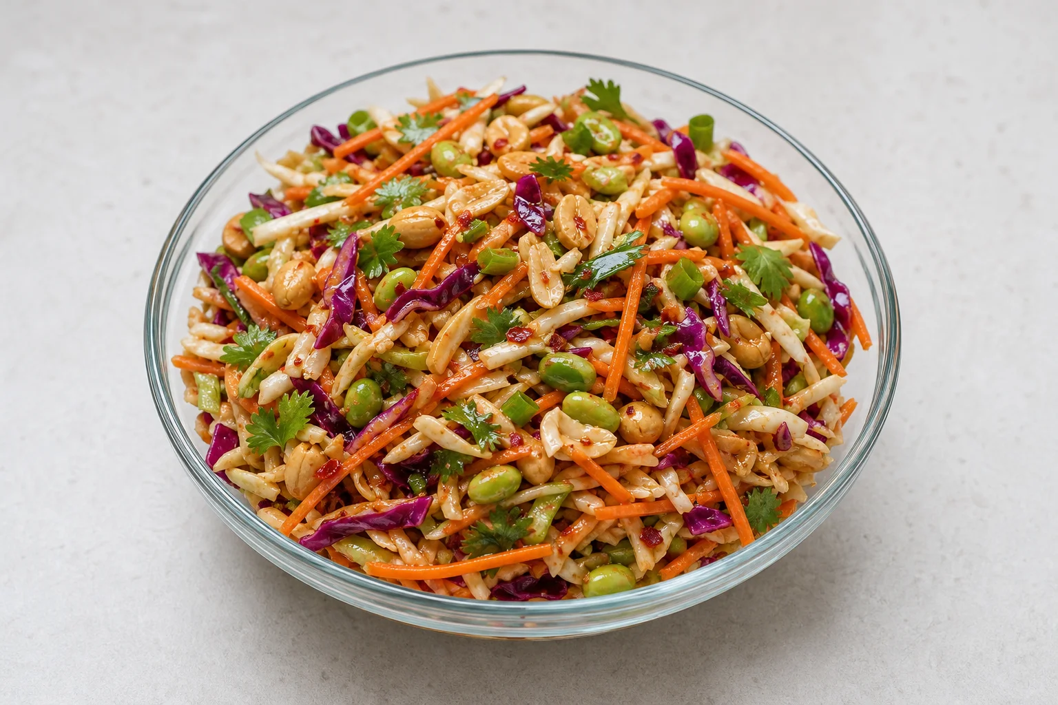 Asian slaw with edamame and peanuts