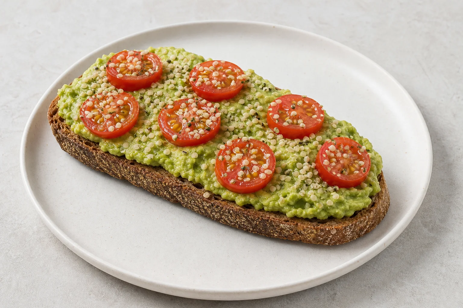 Avocado and tomato toast with seeds