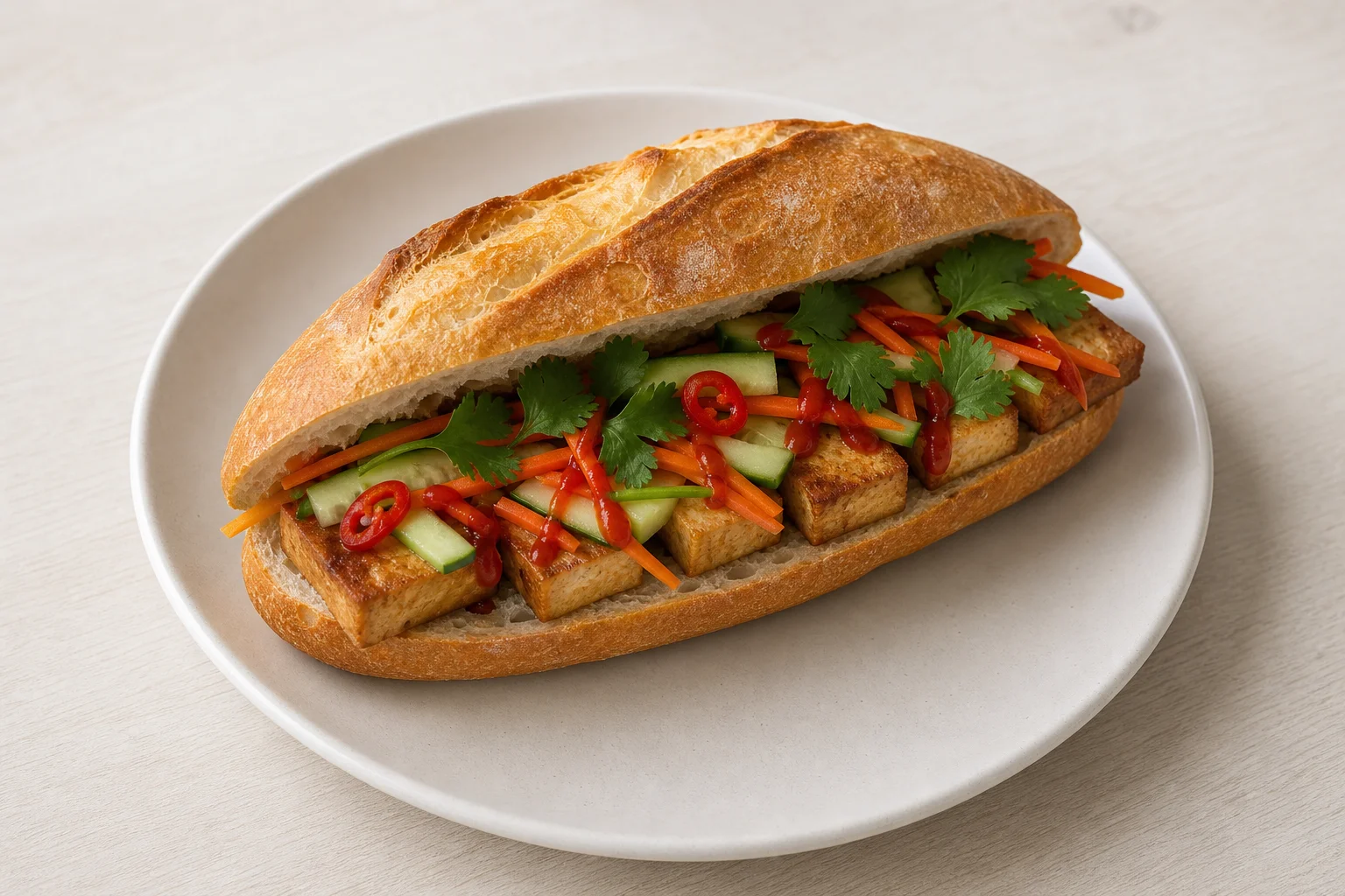 Banh mi-style tofu baguette