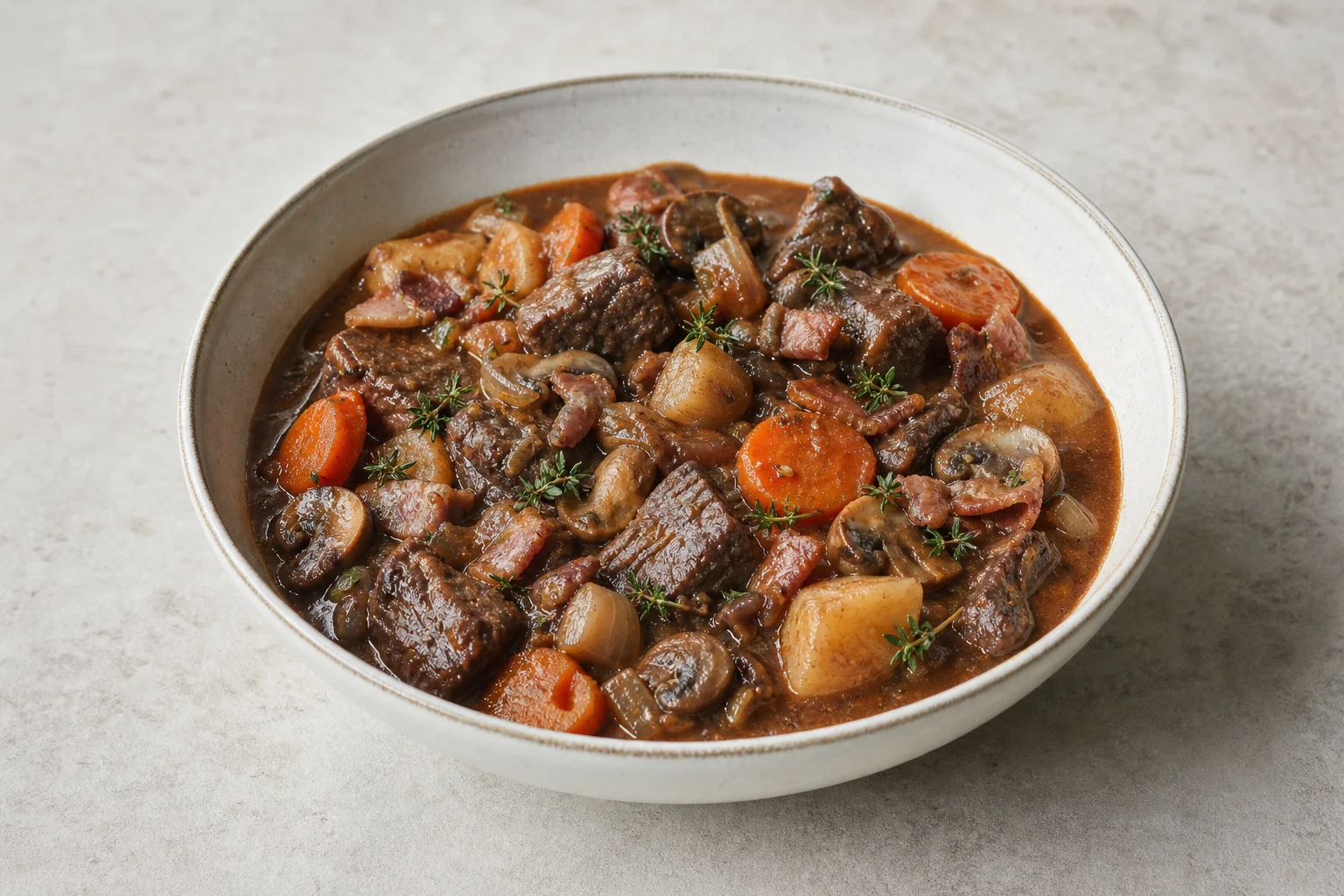 Beef bourguignon-style stew