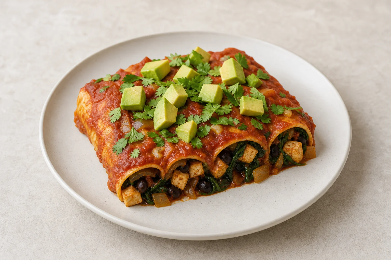 Black bean and tofu enchilada bake