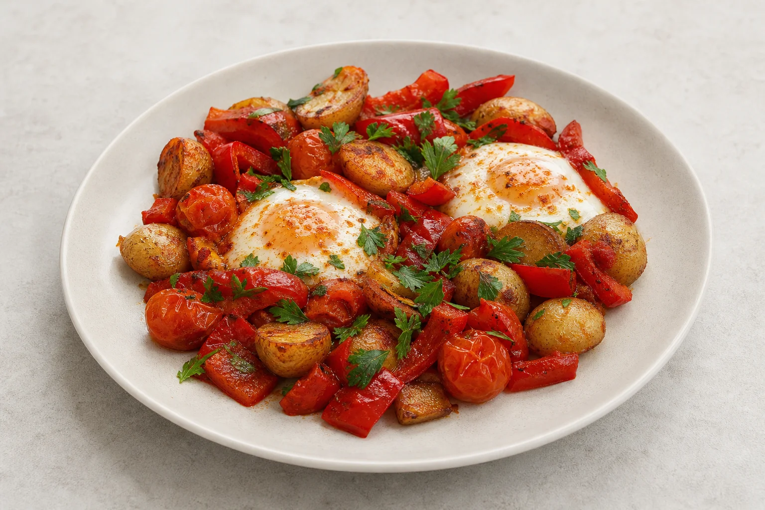 Breakfast egg and veg traybake