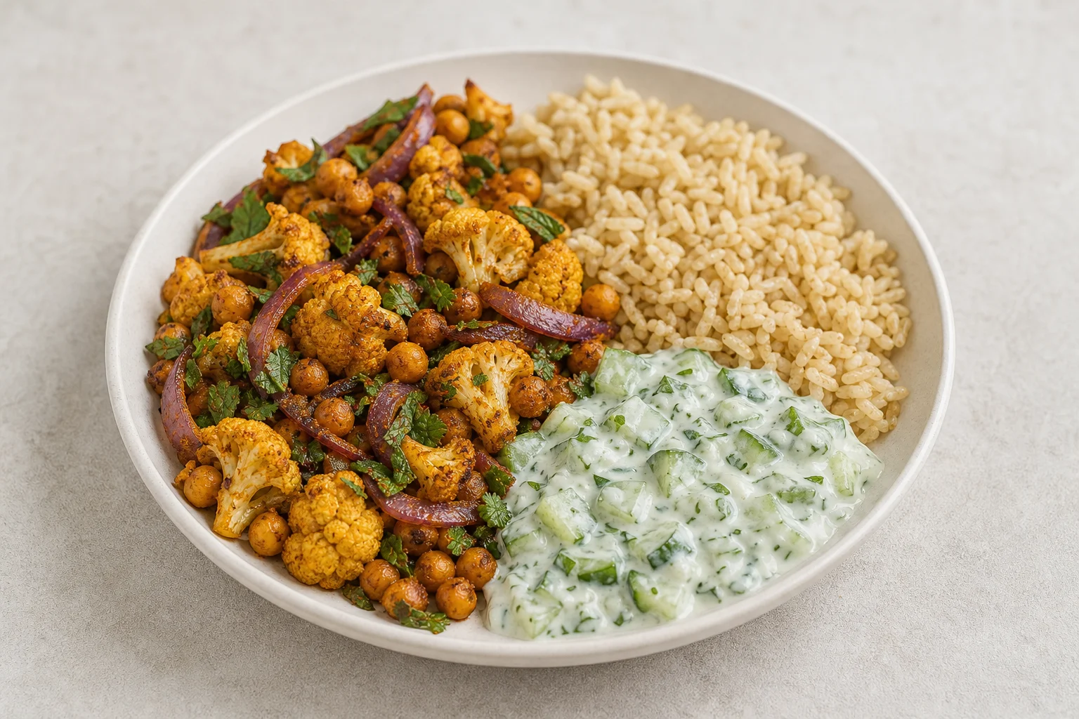 Cauliflower and chickpea tikka traybake
