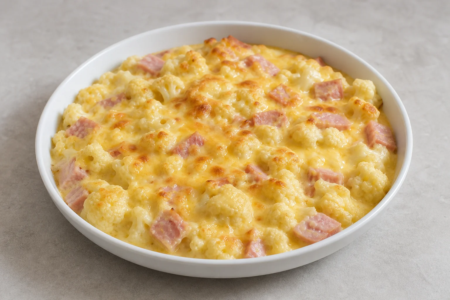 Cauliflower cheese with ham
