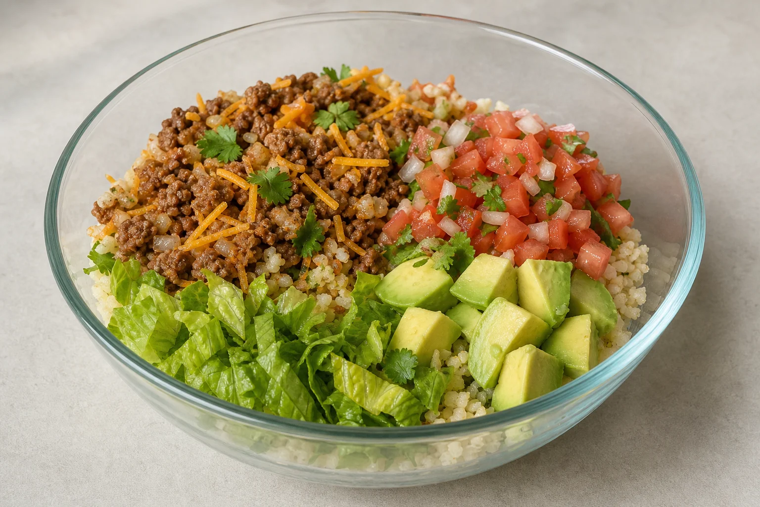 Cauliflower rice burrito bowl