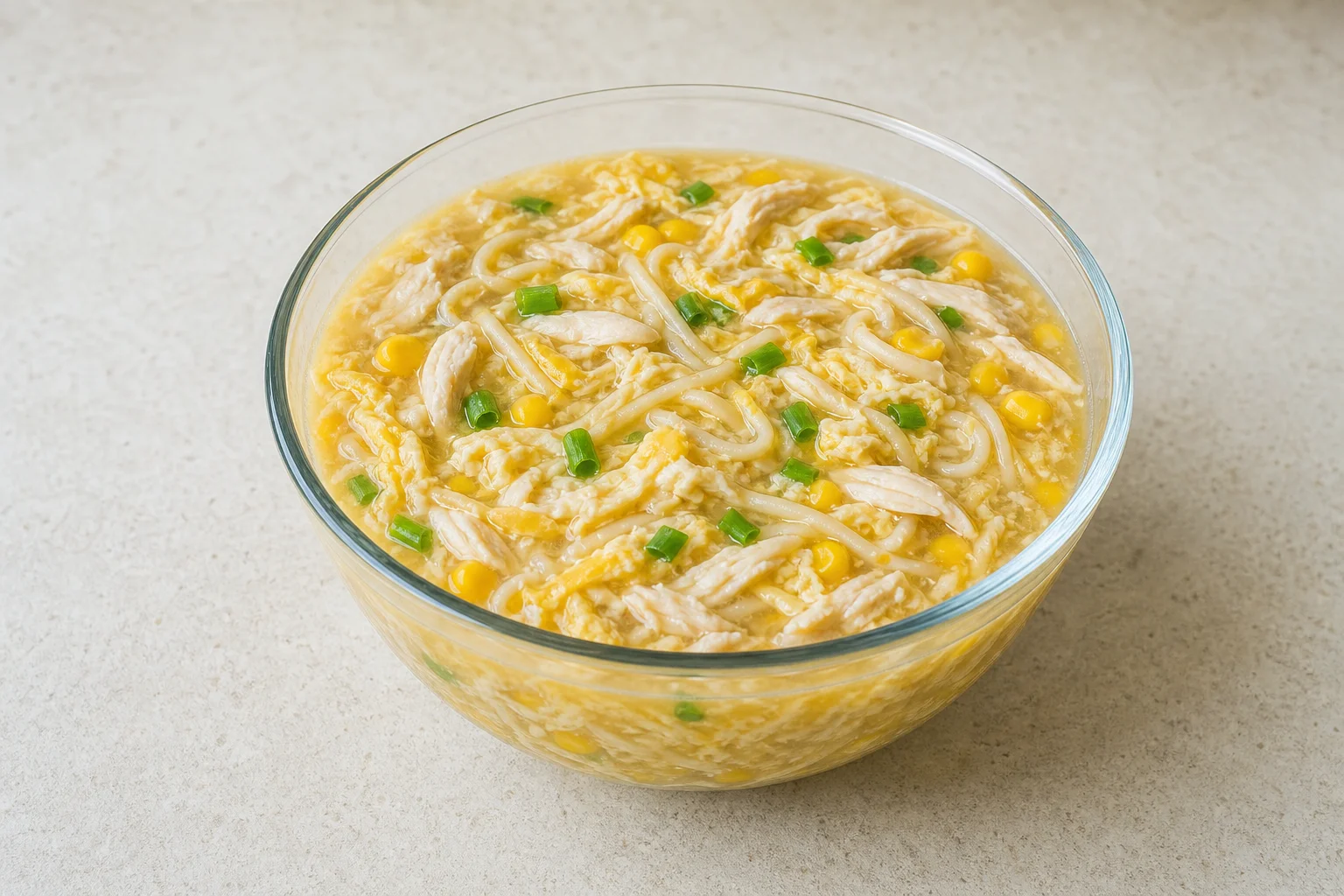 Chicken and sweetcorn noodle soup