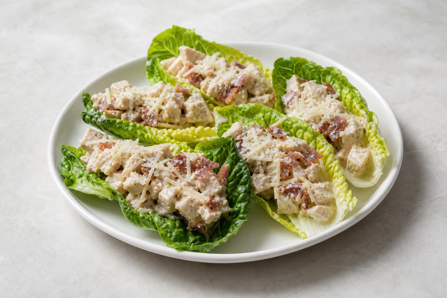 Chicken Caesar lettuce cups