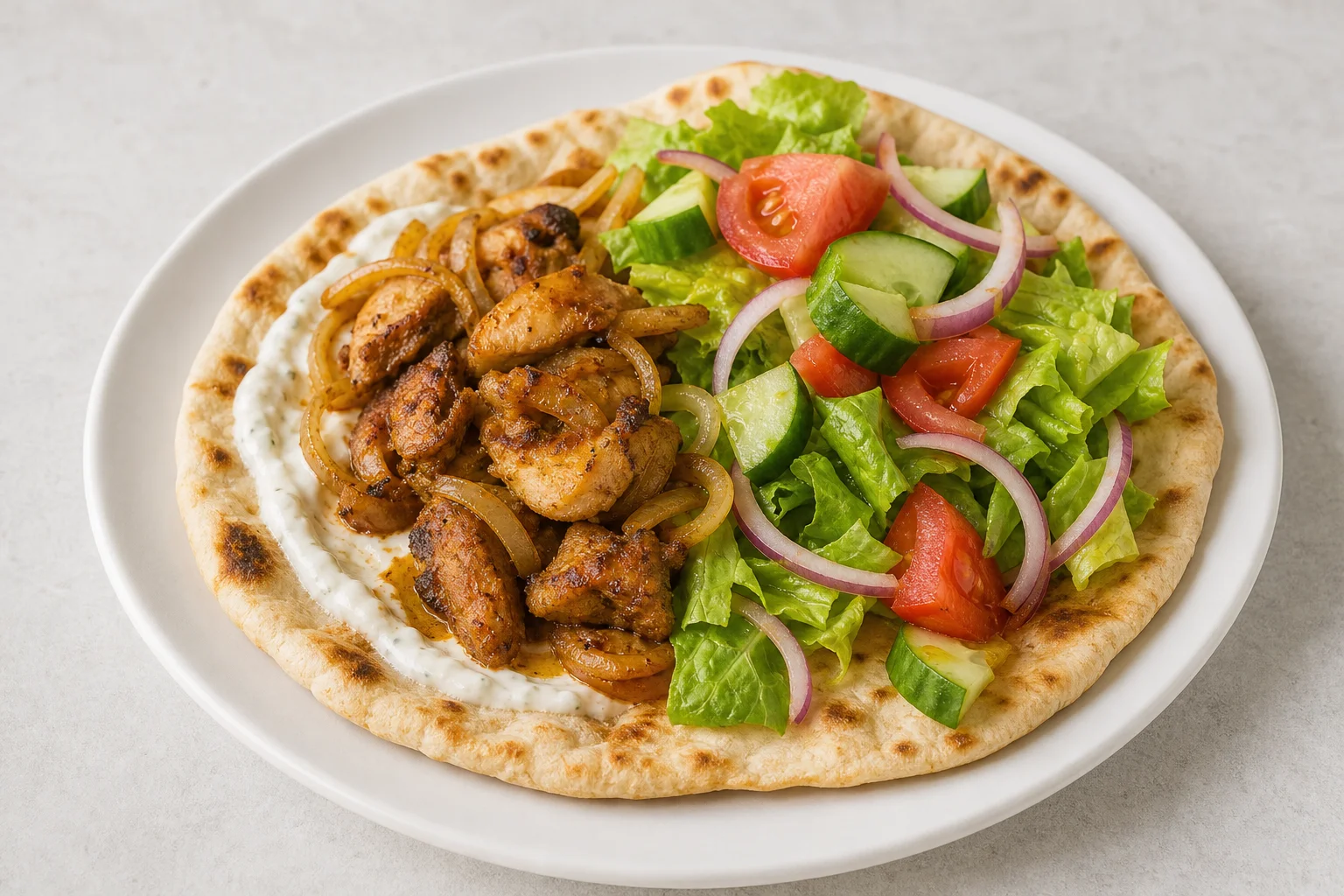 Chicken shawarma traybake with flatbreads