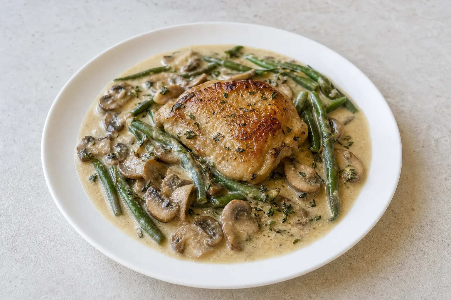 Chicken thighs with creamy mushroom sauce