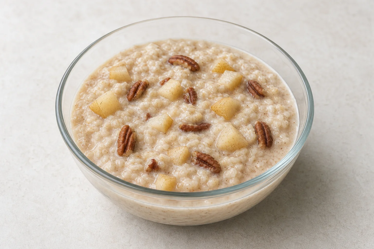 Cinnamon rice porridge with pear