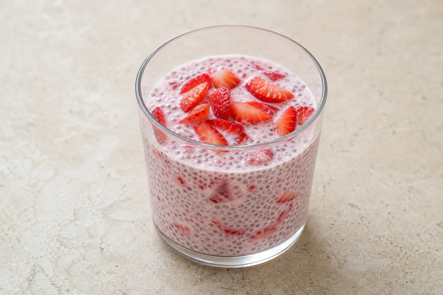 Coconut chia pudding with strawberries
