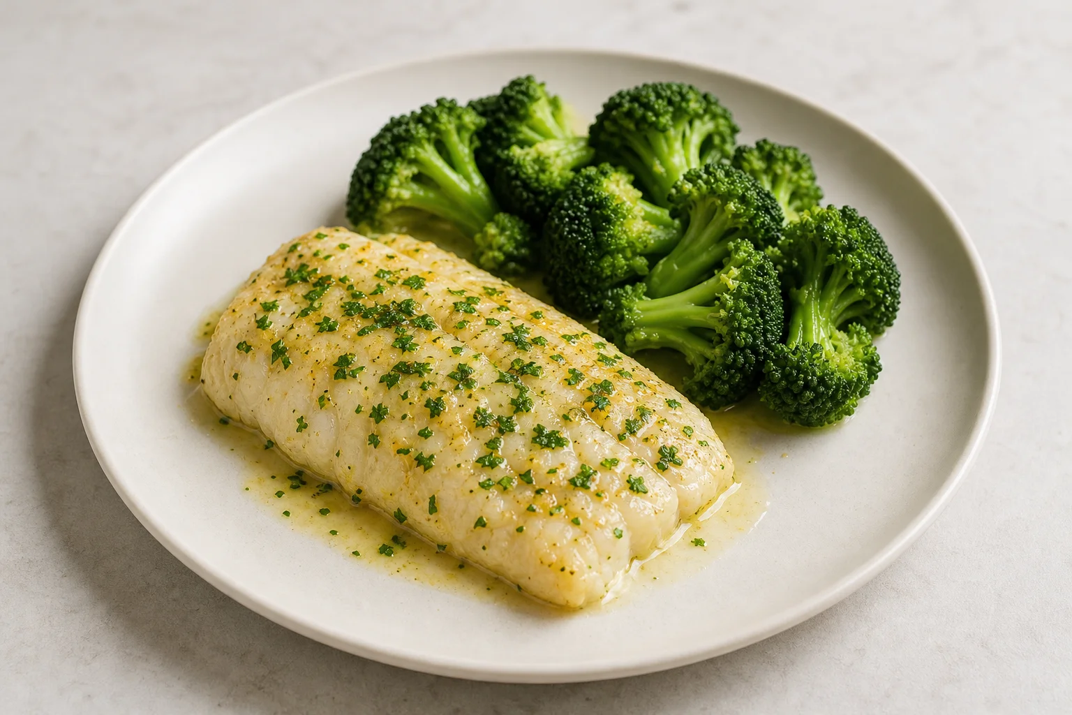 Cod with garlic butter and broccoli