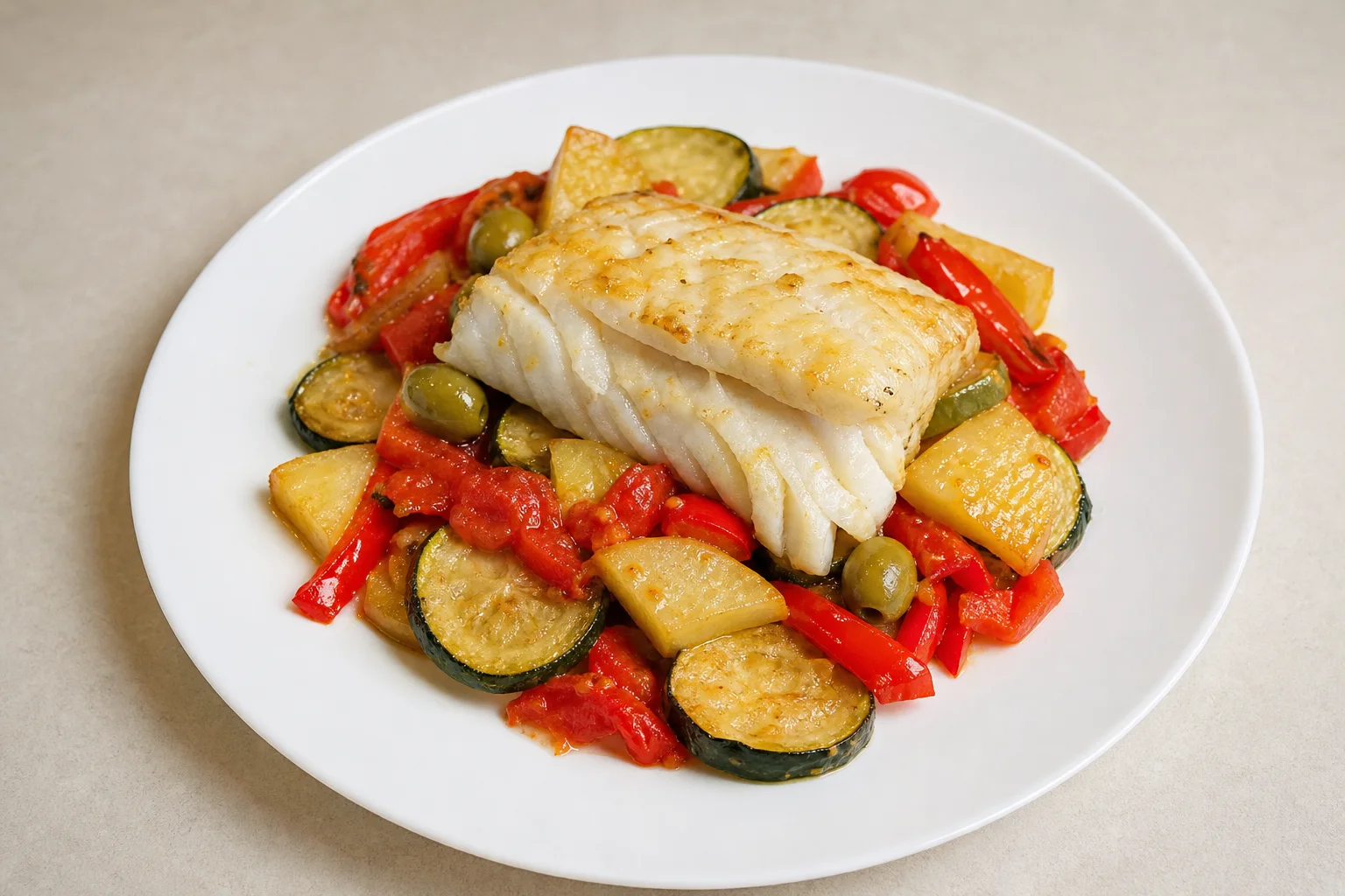 Cod with Mediterranean vegetables