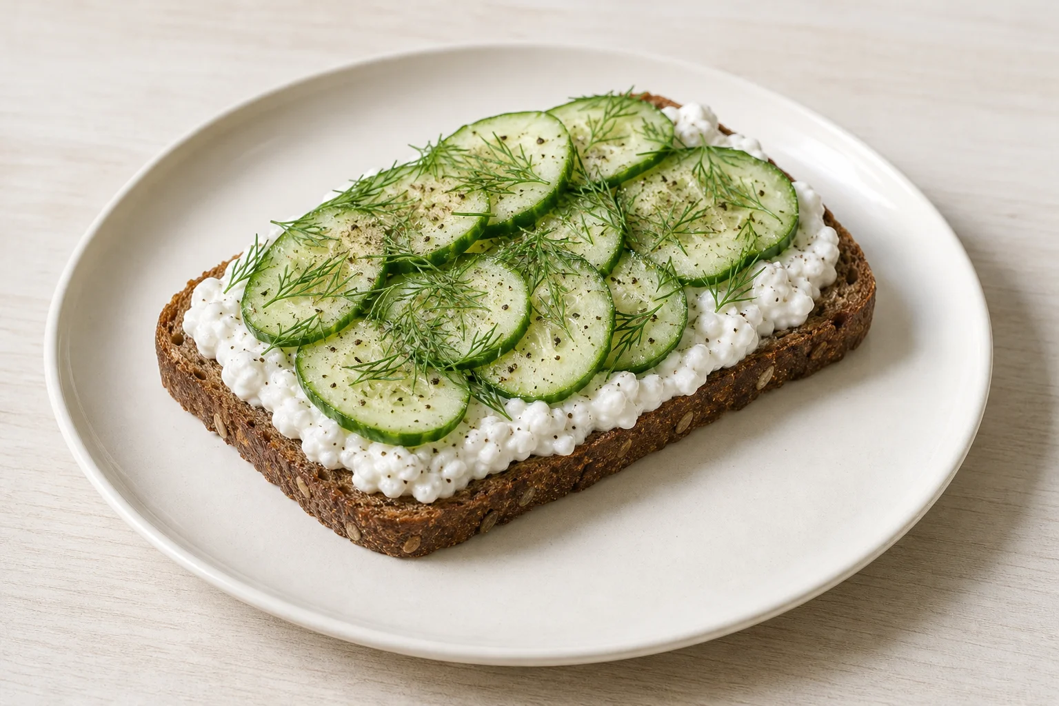 Cottage cheese and cucumber rye