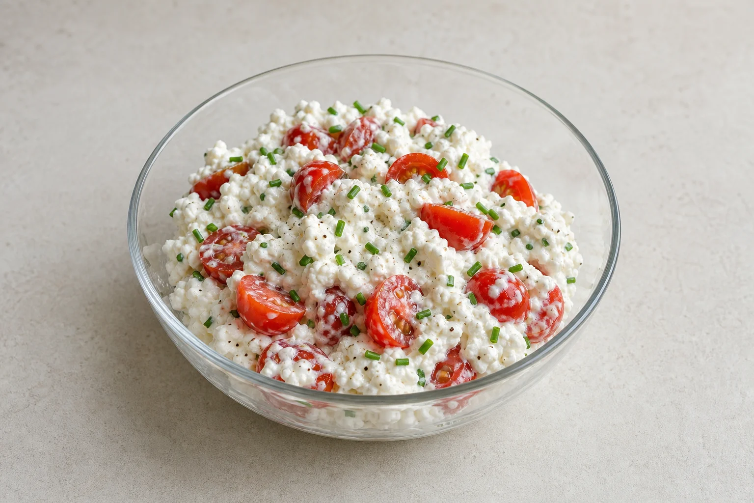 Cottage cheese with cherry tomatoes