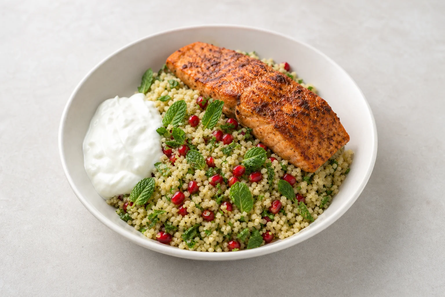Cumin-spiced salmon with herb couscous