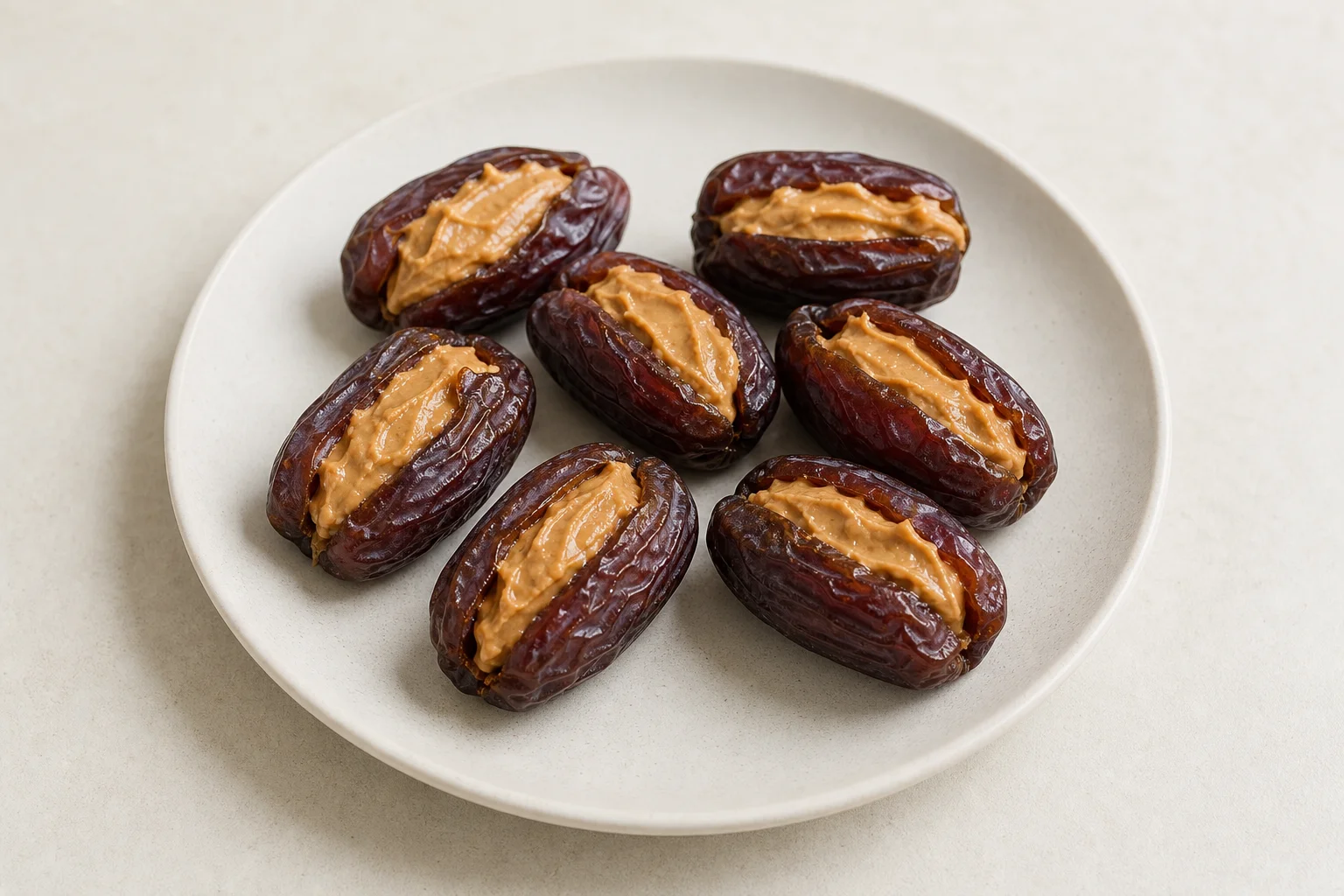 Dates stuffed with peanut butter