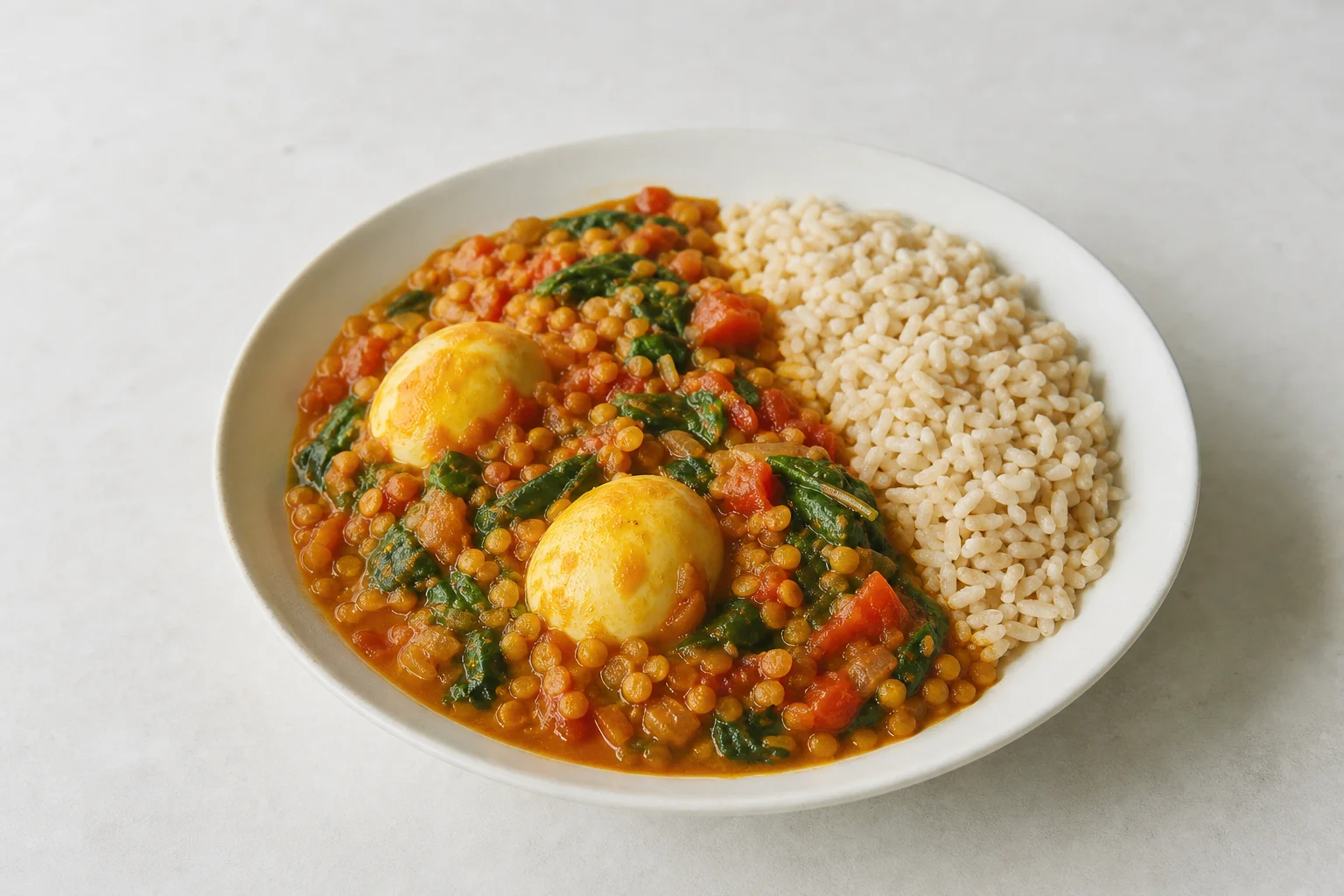 Egg and lentil curry