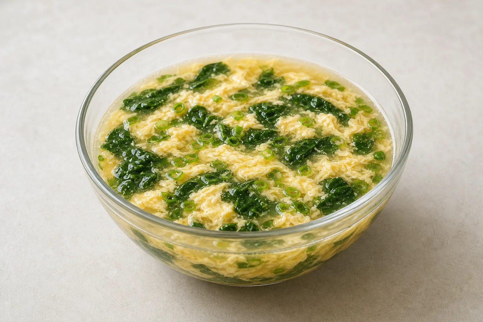 Egg drop soup with spinach