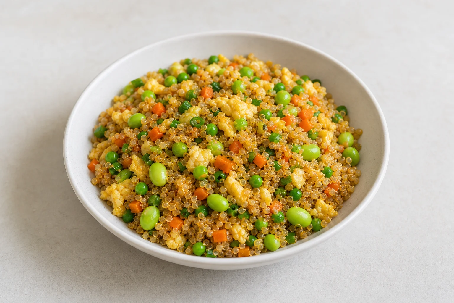Egg fried quinoa with edamame