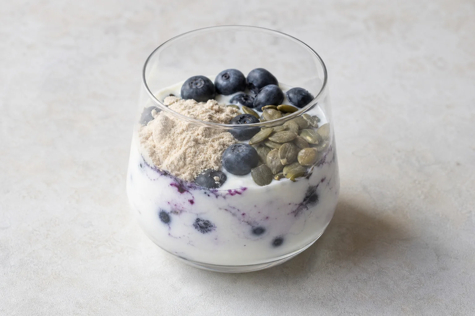 Greek yogurt and berry protein pot
