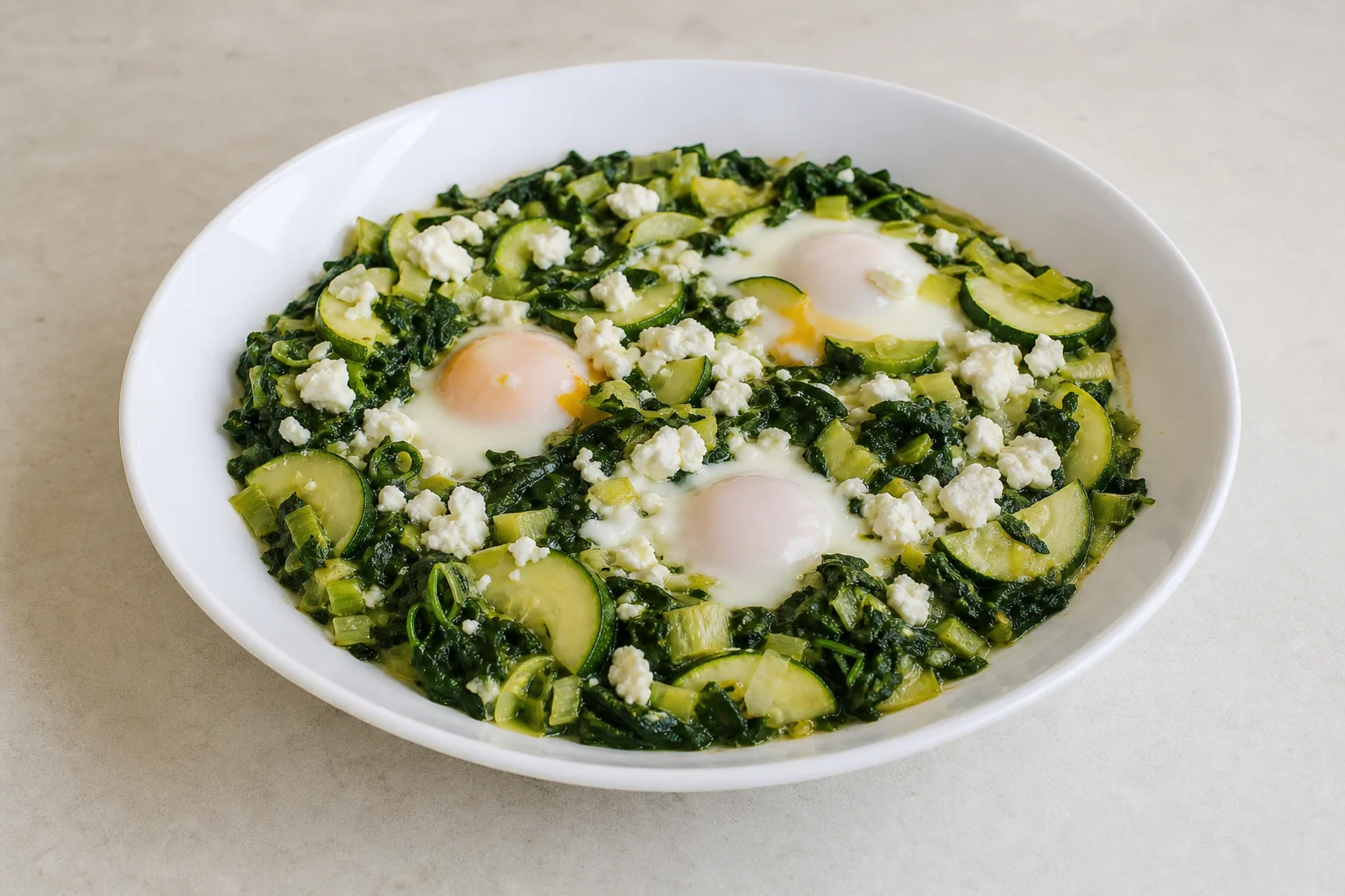 Green shakshuka with feta