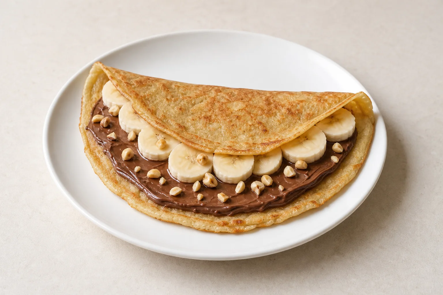 Hazelnut chocolate spread on crêpes