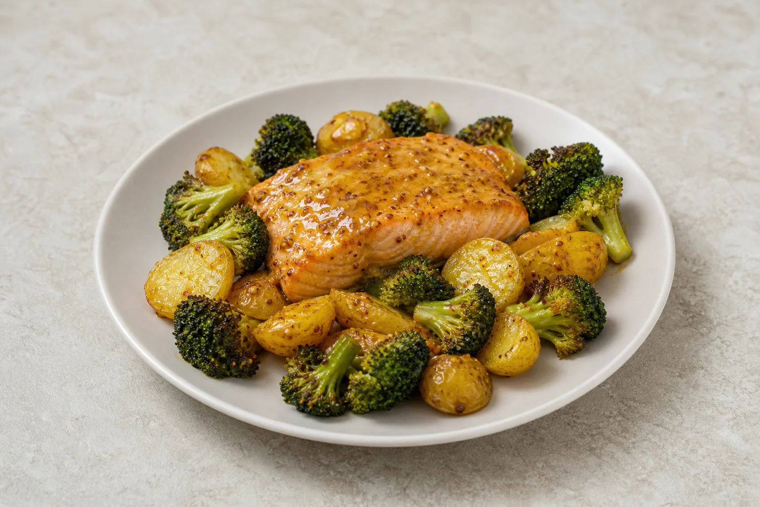 Honey mustard salmon traybake