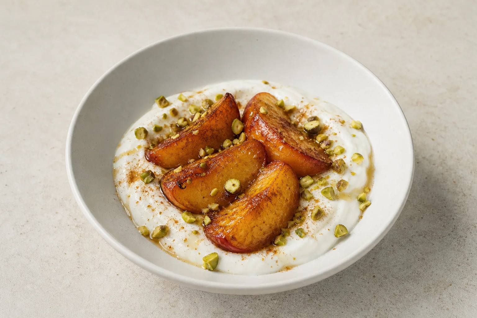 Honey-roasted peaches with yogurt