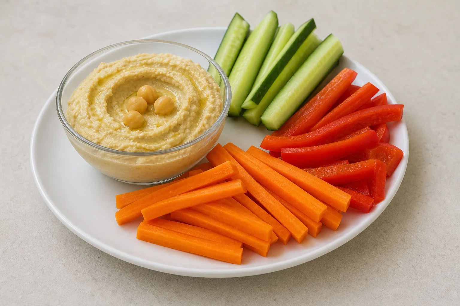 Hummus and veggie sticks