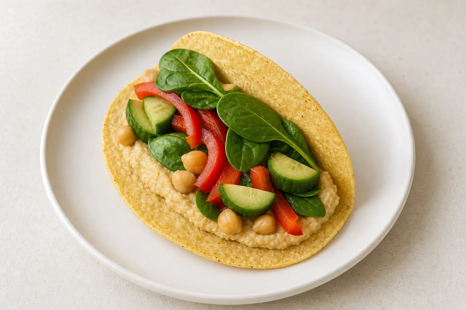 Hummus veggie tacos