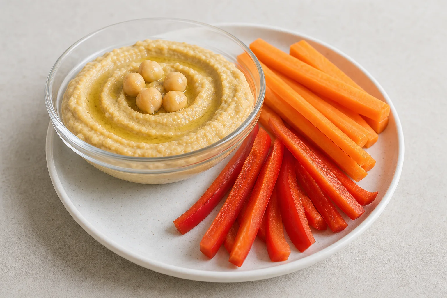 Hummus with carrot and pepper