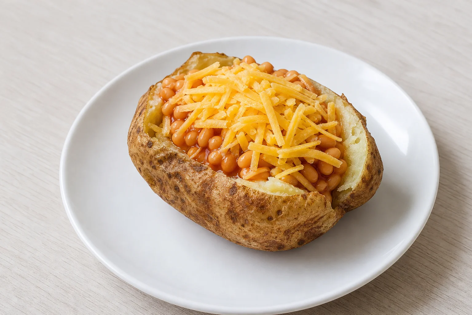 Jacket potato with beans and cheese