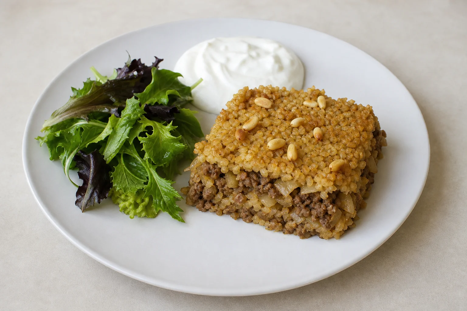 Kibbeh-style baked lamb and bulgur