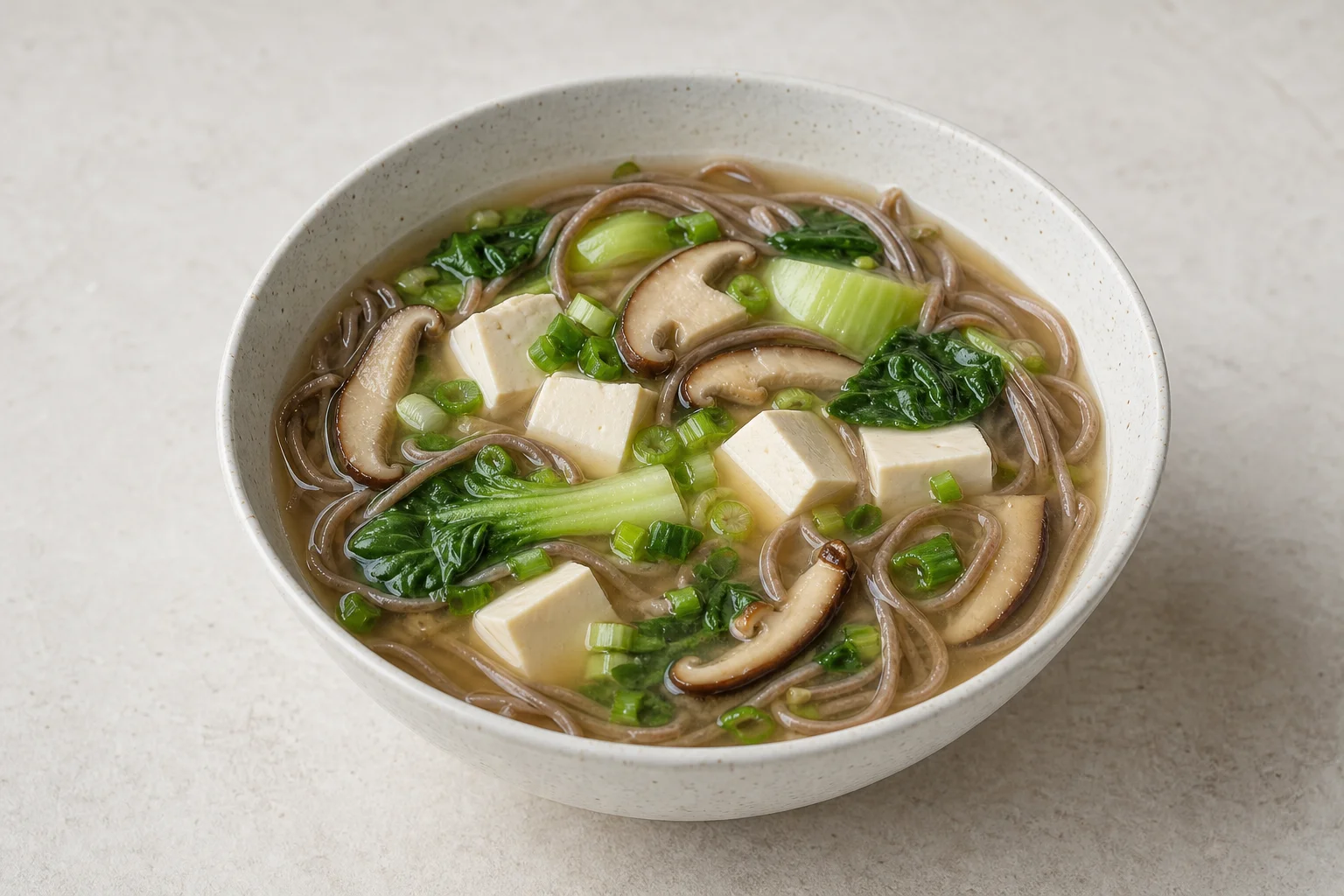 Miso soup with tofu and noodles