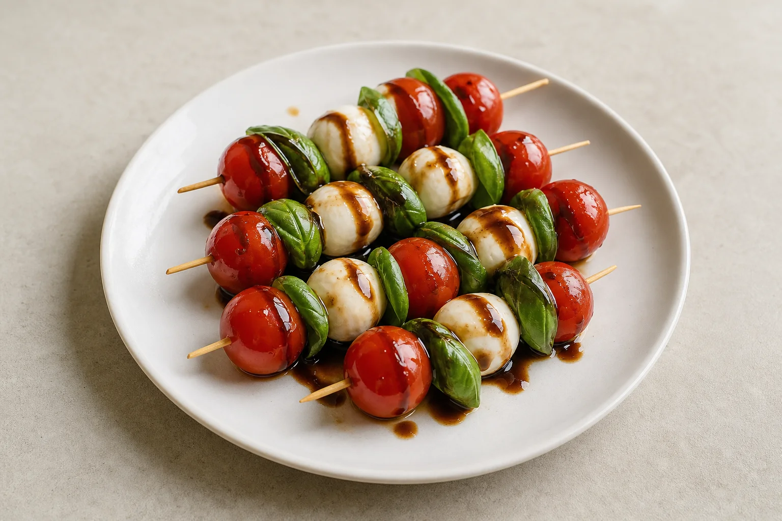 Mozzarella and tomato skewers