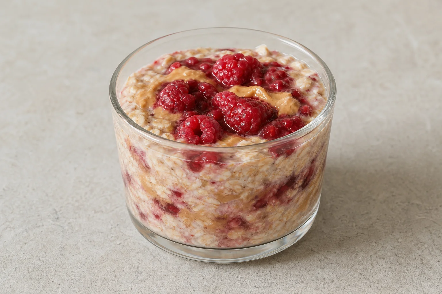 Overnight oats with peanut butter and jam
