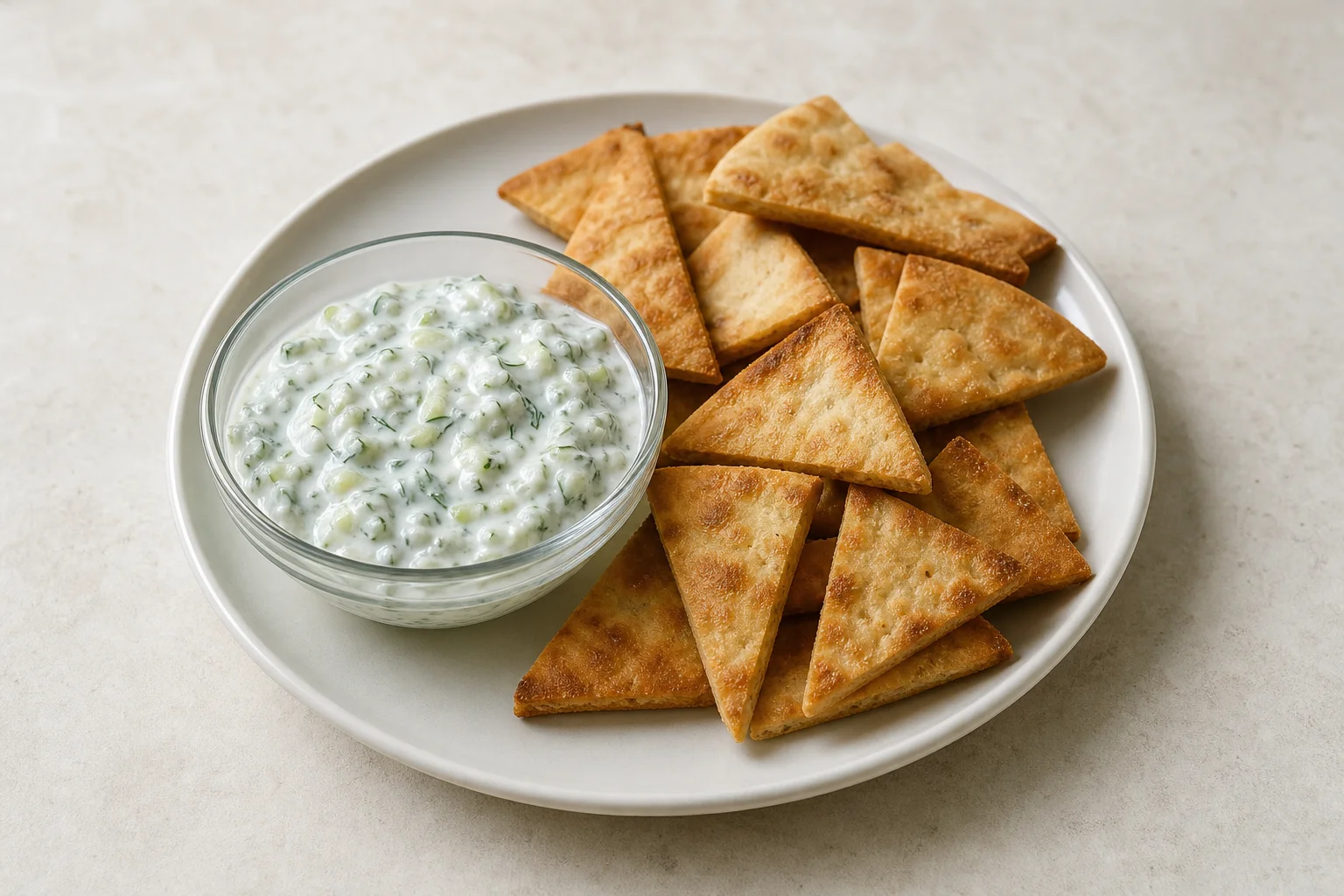 Pitta chips with tzatziki