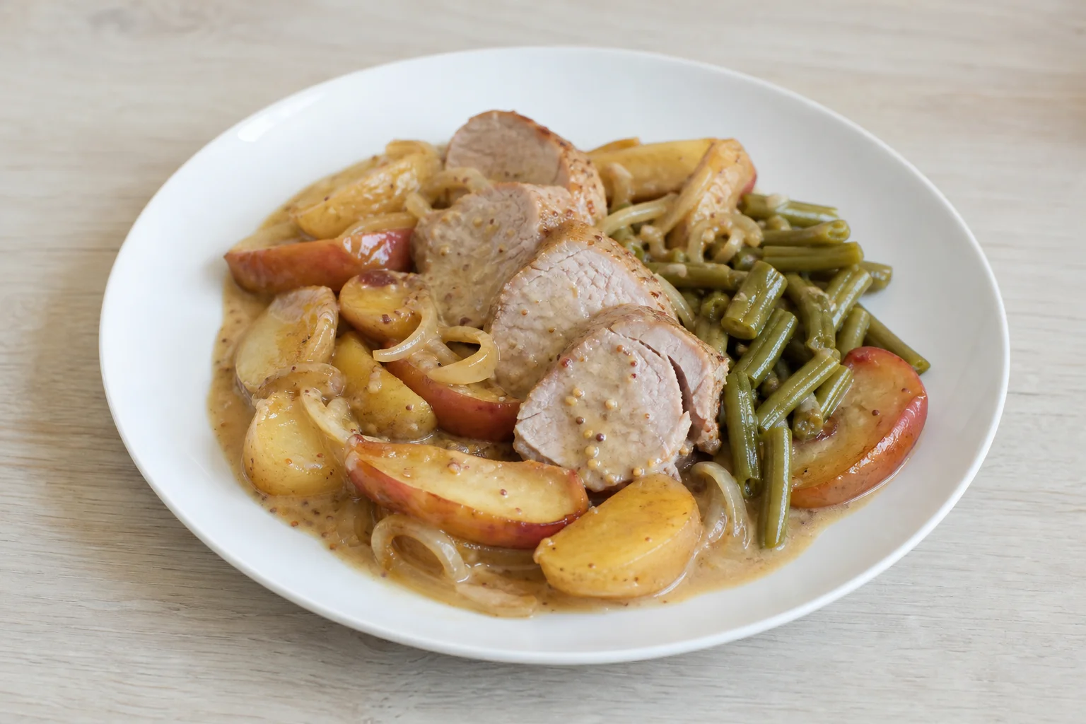 Pork tenderloin with apples and mustard