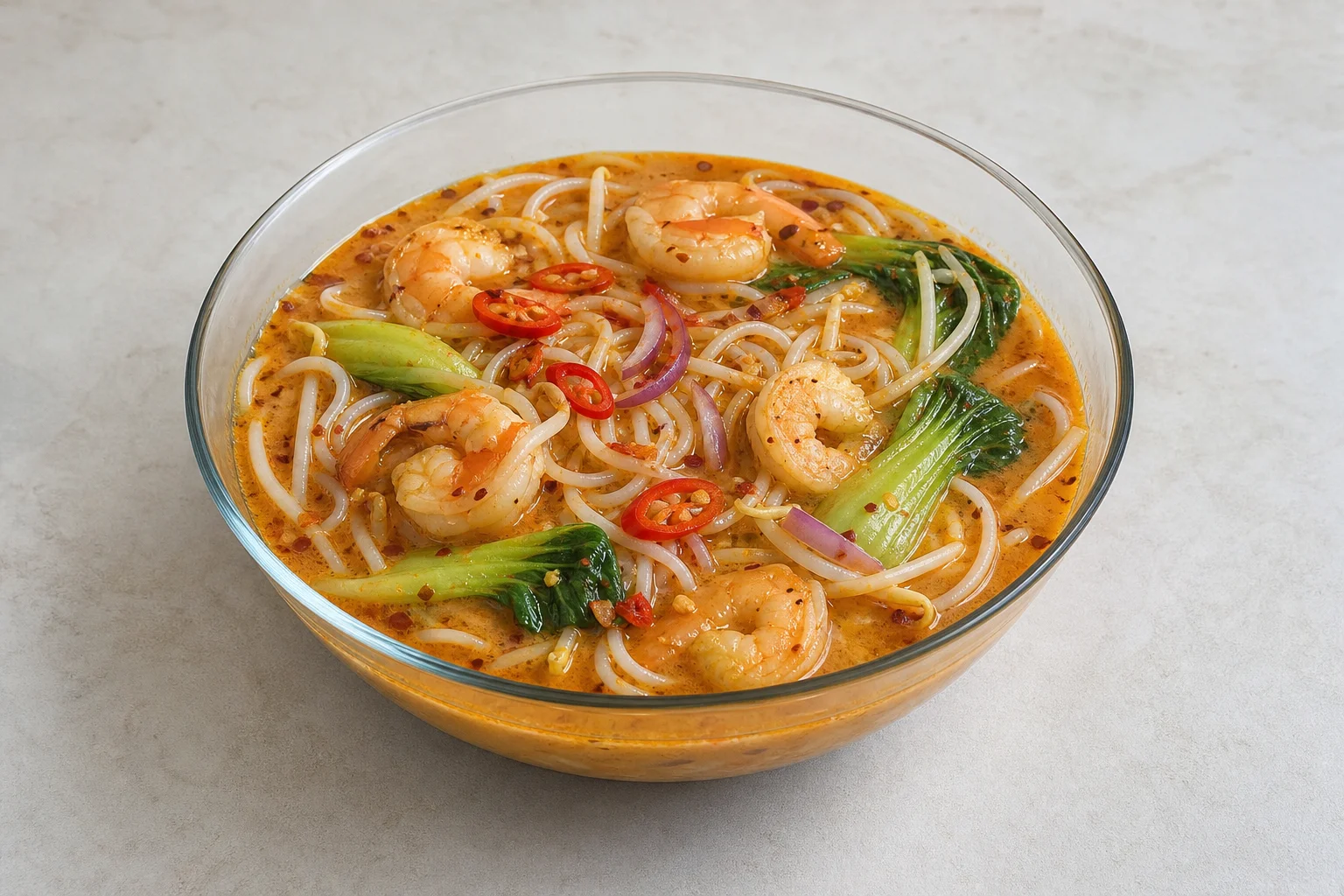 Prawn laksa-style noodles