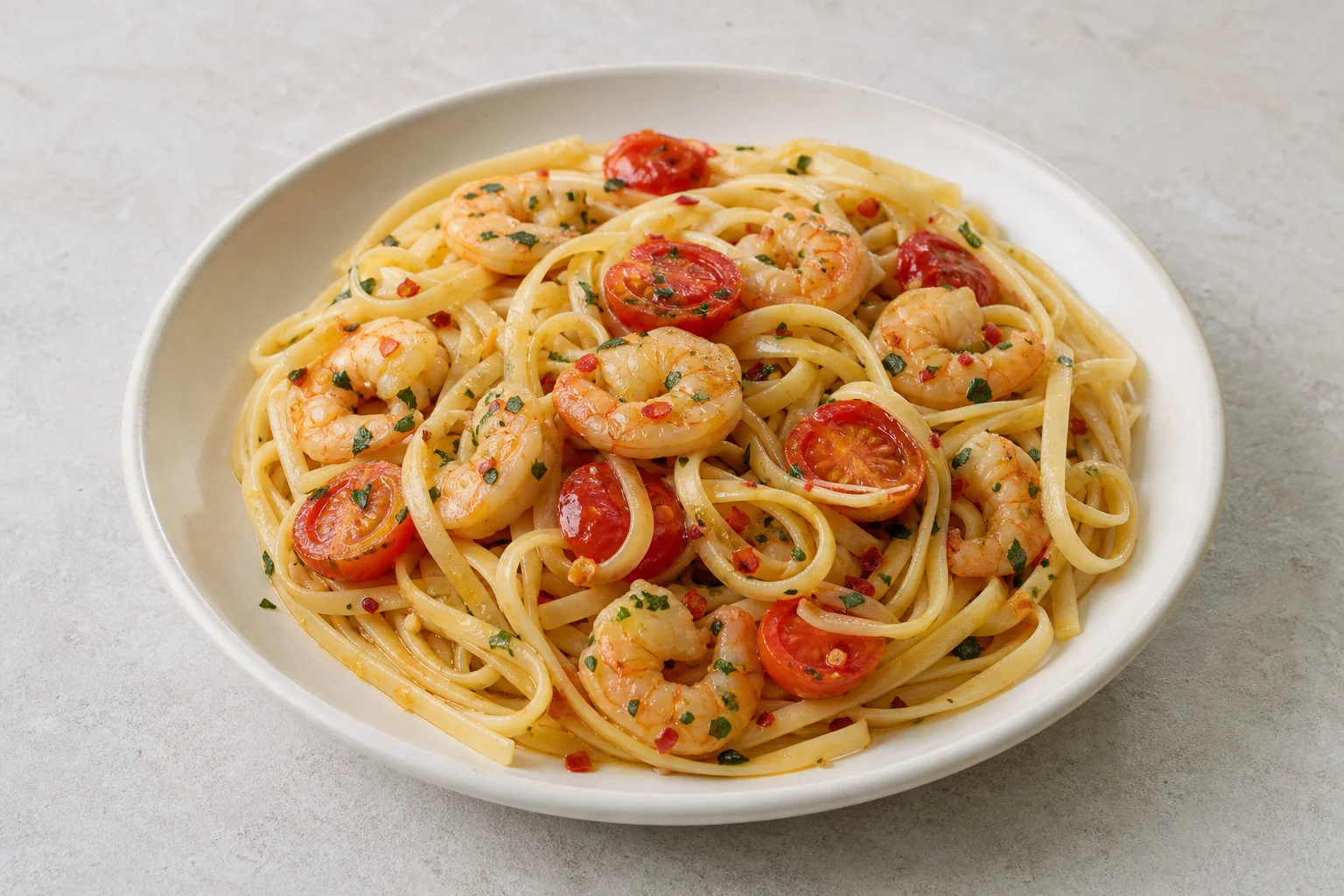 Prawn linguine