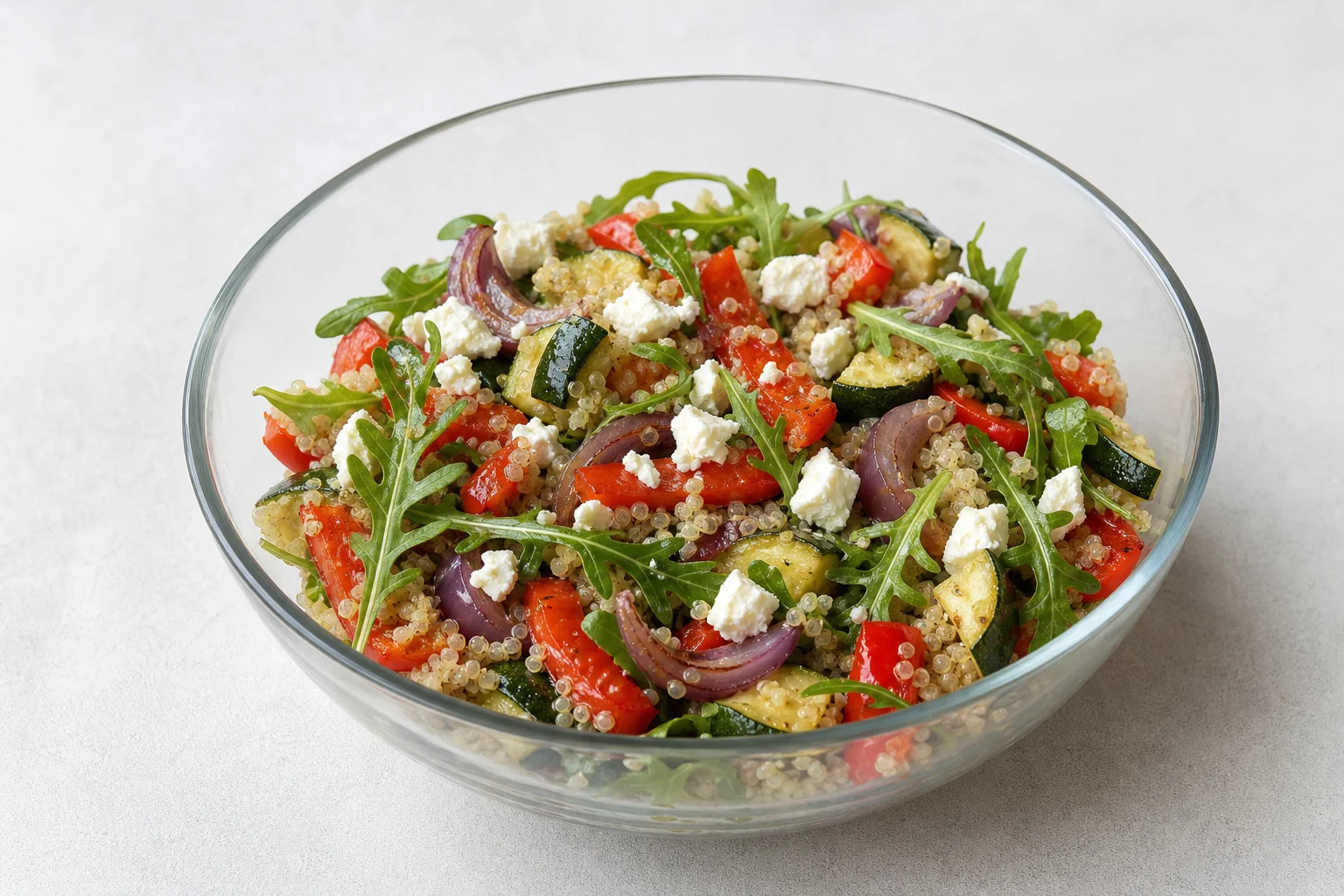 Quinoa, roasted vegetable and feta salad