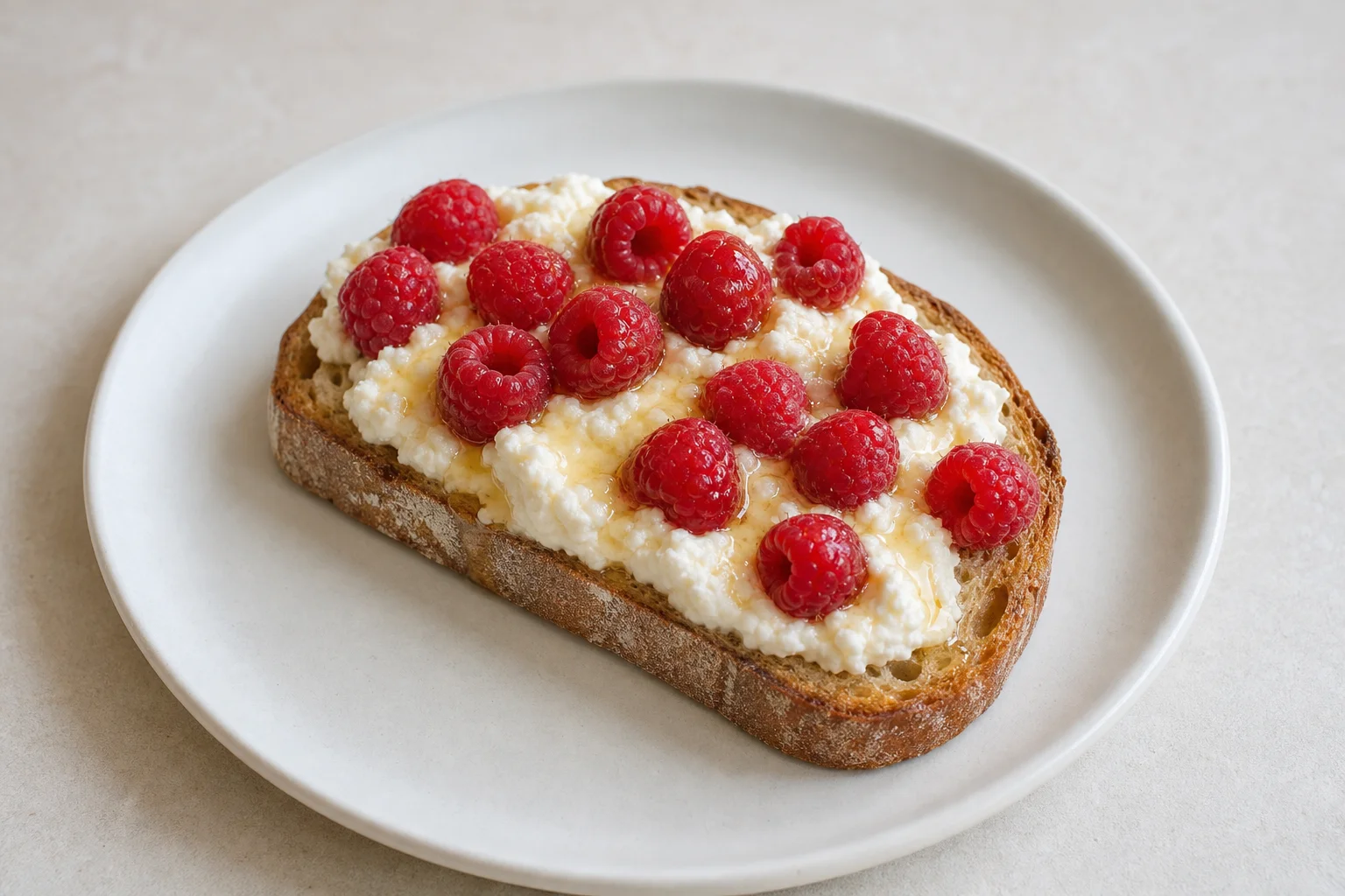 Ricotta toast with berries and honey