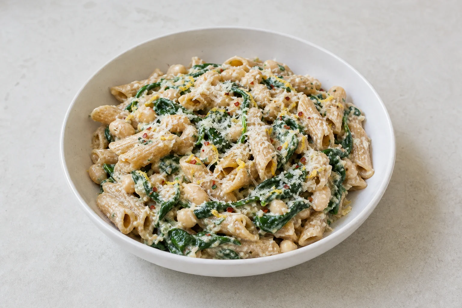 Ricotta, white bean and spinach pasta