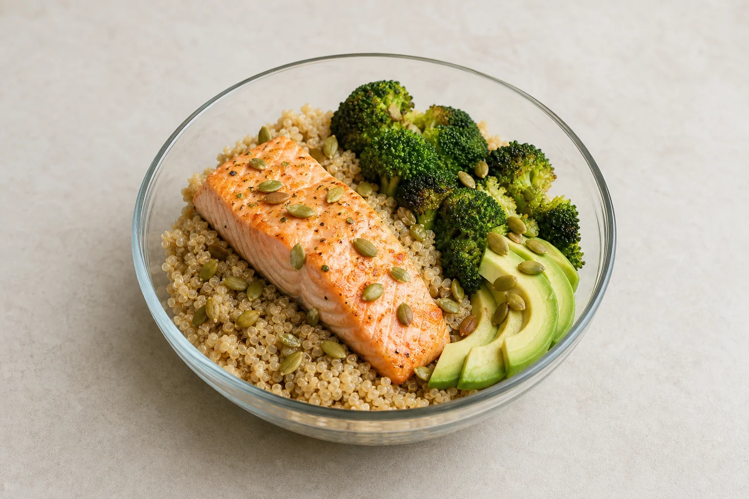 Salmon quinoa power bowl