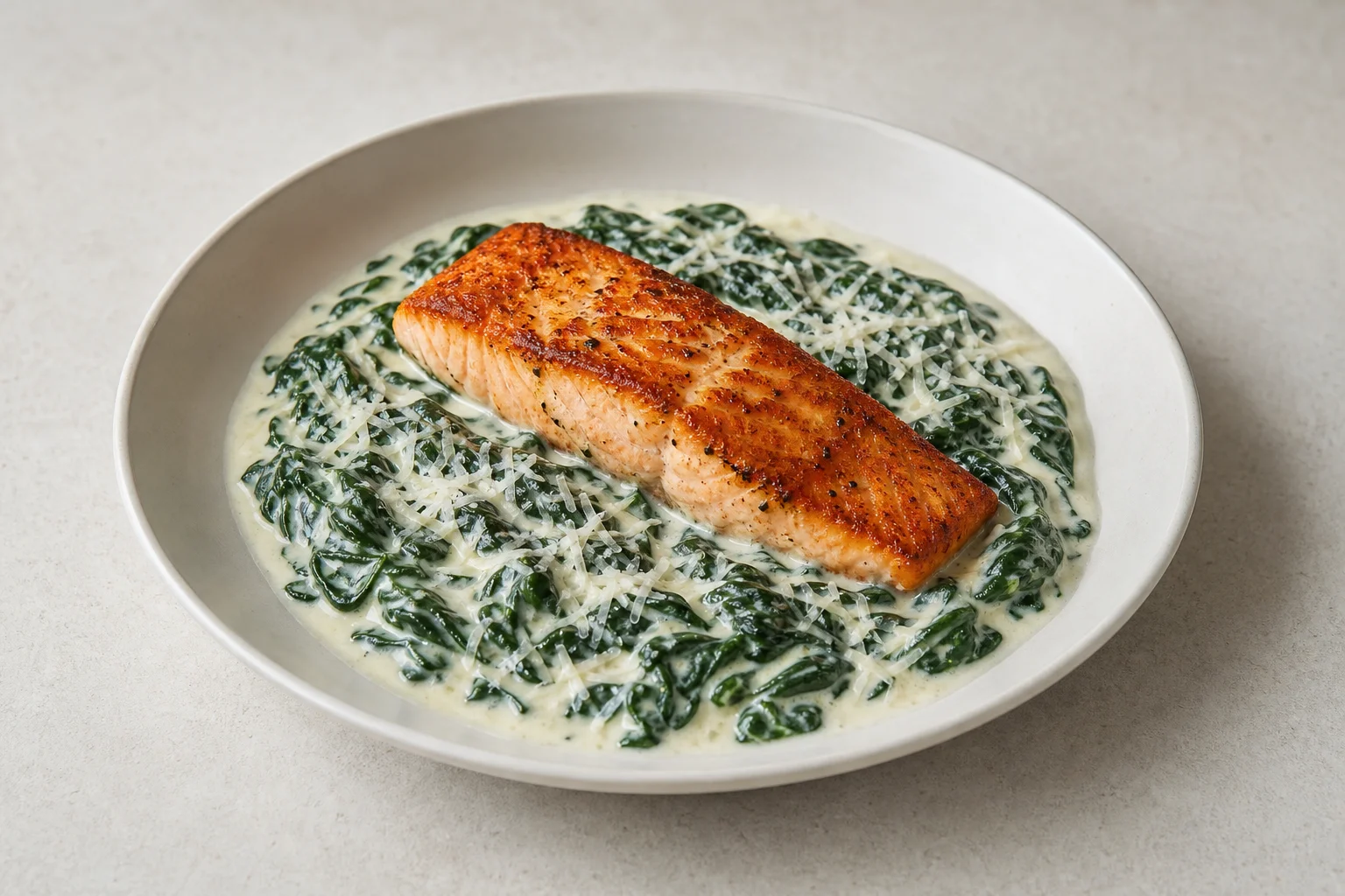 Salmon with creamy spinach