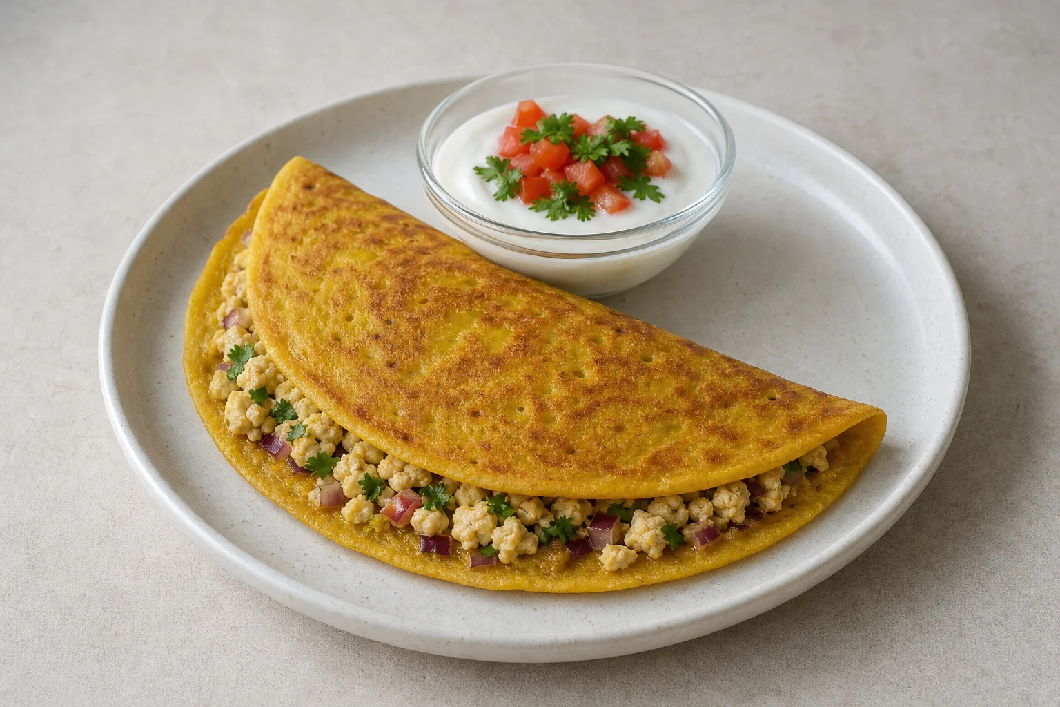 Savoury chickpea pancakes with tofu