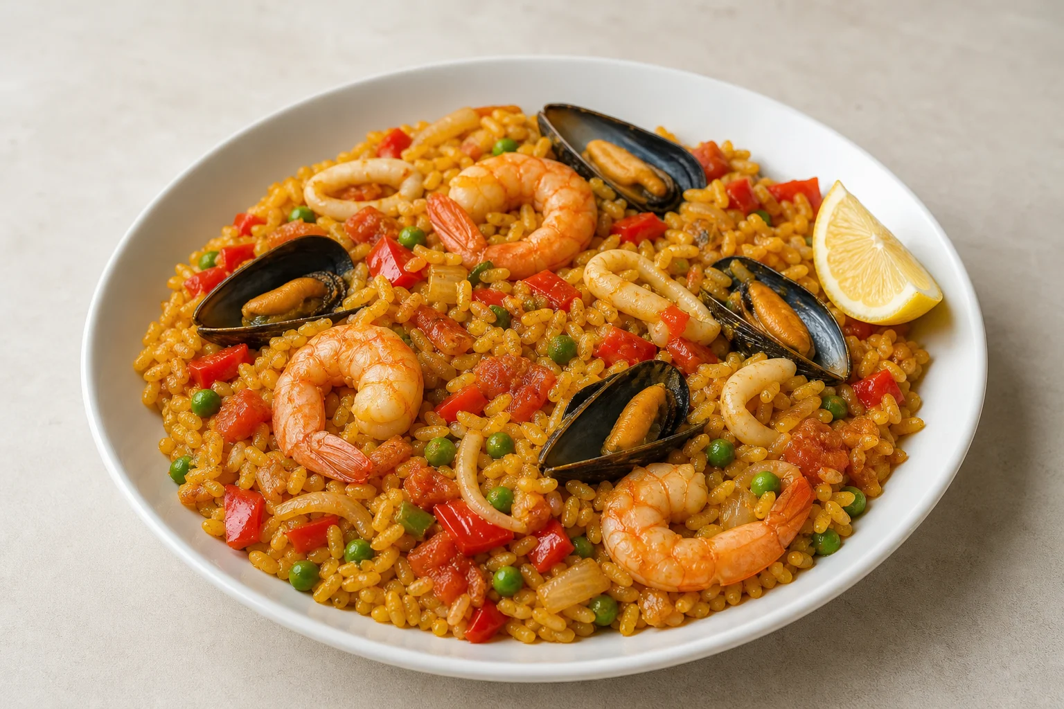 Seafood paella