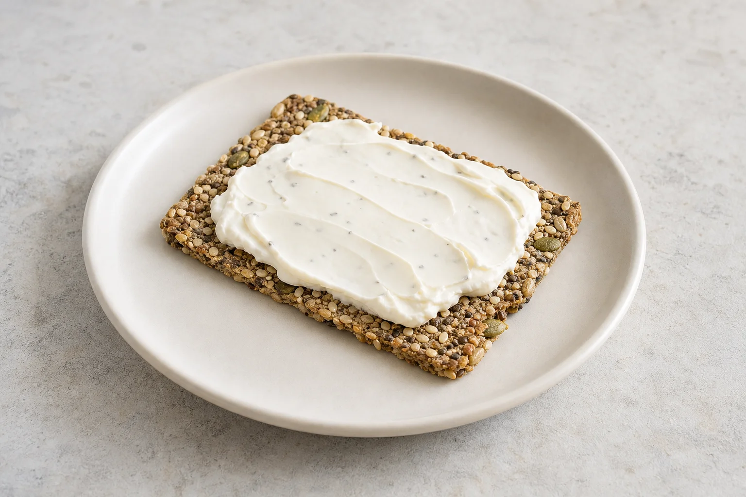 Seeded crackers with cream cheese