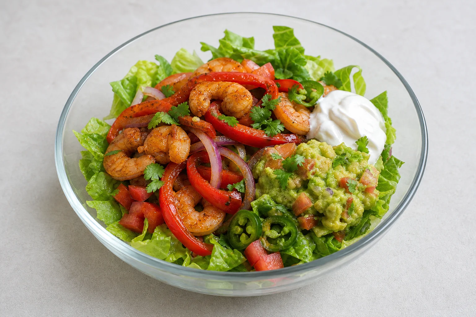 Shrimp fajita lettuce bowls
